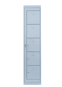 Verteilerschrank mit Zentraltür 1 Abteil , Abteilbreite 400 mm, 5 Fächer in Lichtgrau